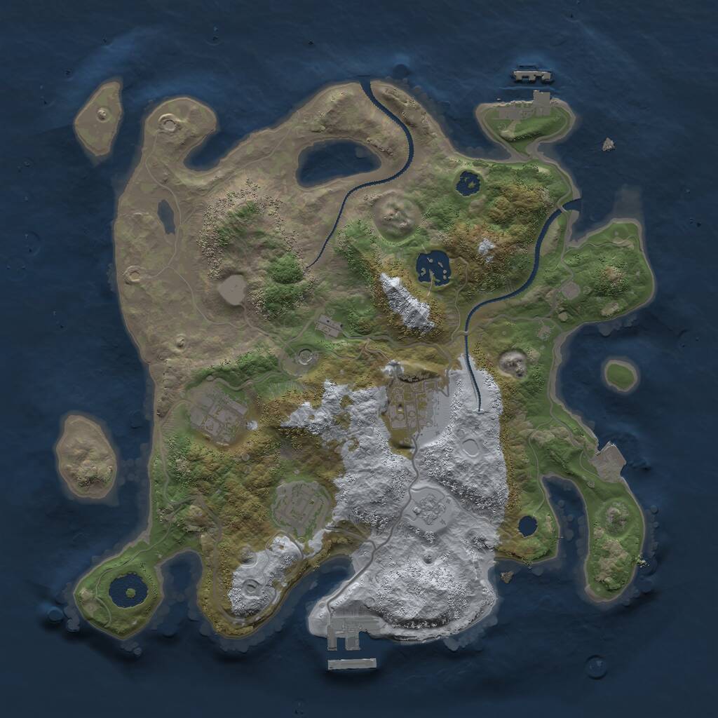 Rust Map: Procedural Map, Size: 3000, Seed: 52453, 9 Monuments