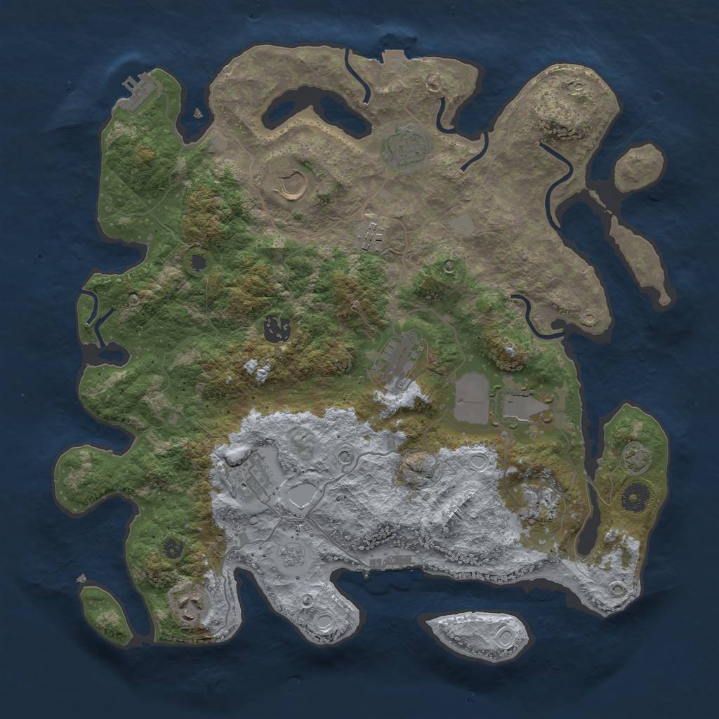 Rust Map: Procedural Map, Size: 3750, Seed: 45401389, 17 Monuments