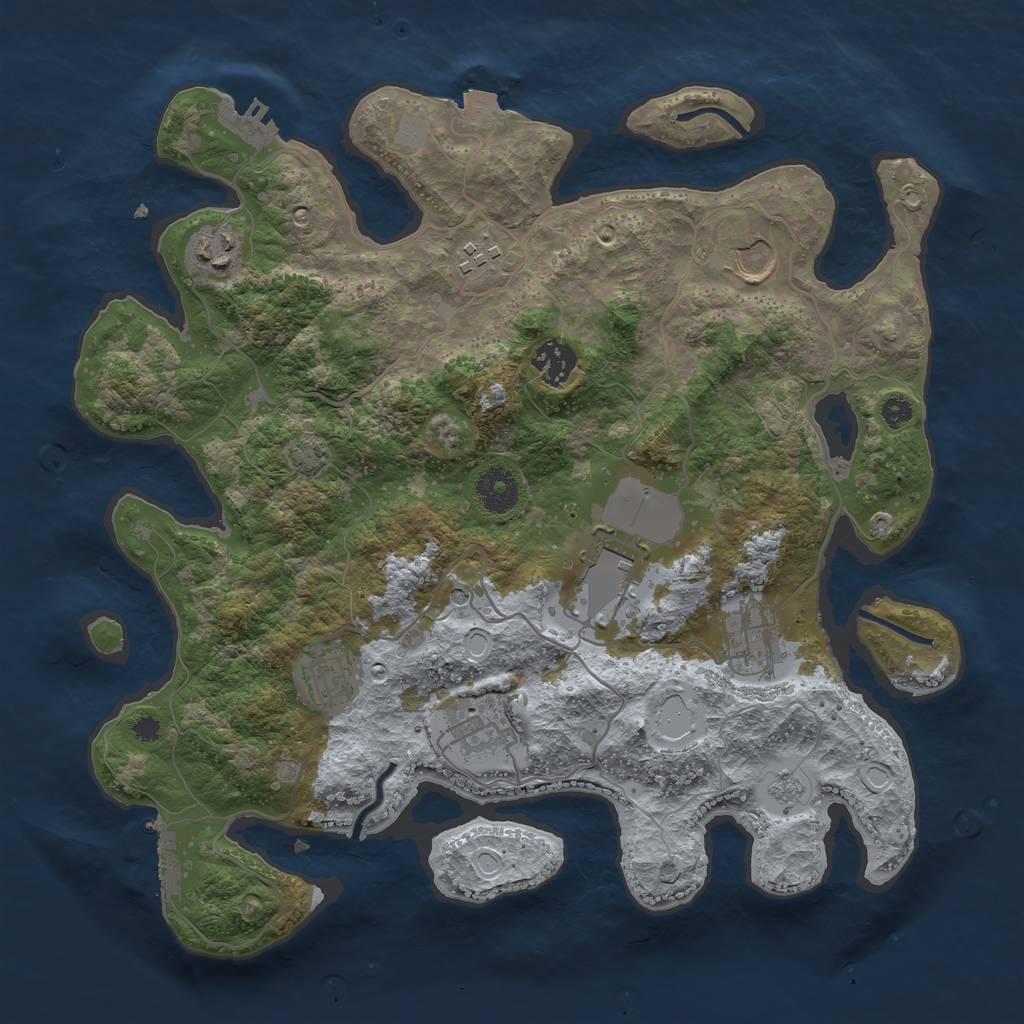 Rust Map: Procedural Map, Size: 3500, Seed: 97160550, 16 Monuments