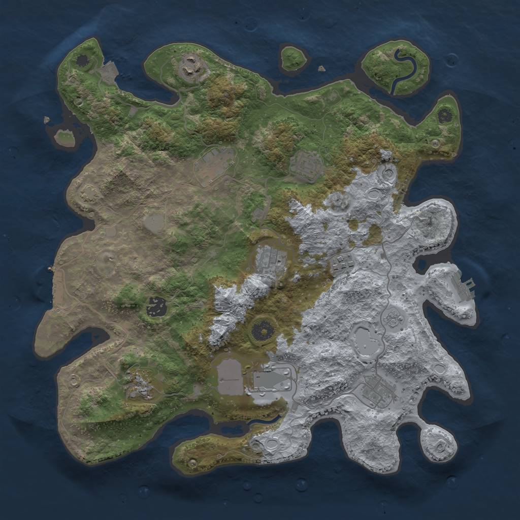 Rust Map: Procedural Map, Size: 3700, Seed: 84283111, 17 Monuments