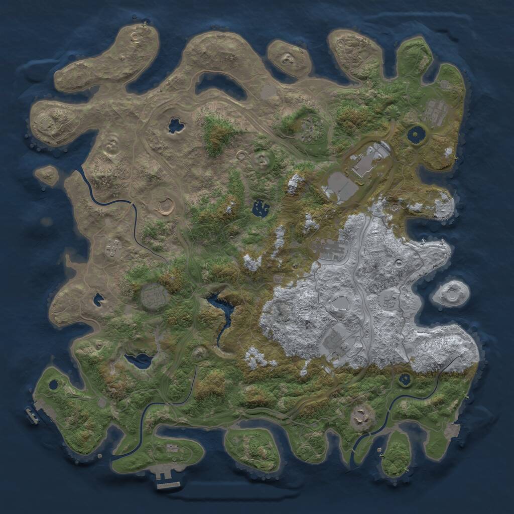 Rust Map: Procedural Map, Size: 4500, Seed: 5038, 16 Monuments