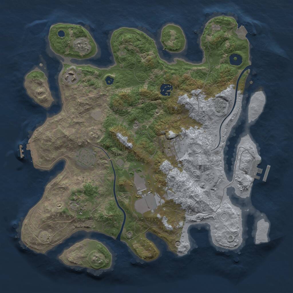 Rust Map: Procedural Map, Size: 3500, Seed: 6521641, 13 Monuments