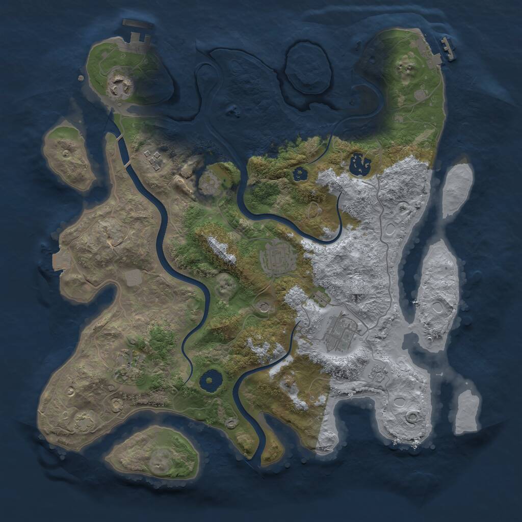 Rust Map: Procedural Map, Size: 3500, Seed: 6521641, 13 Monuments