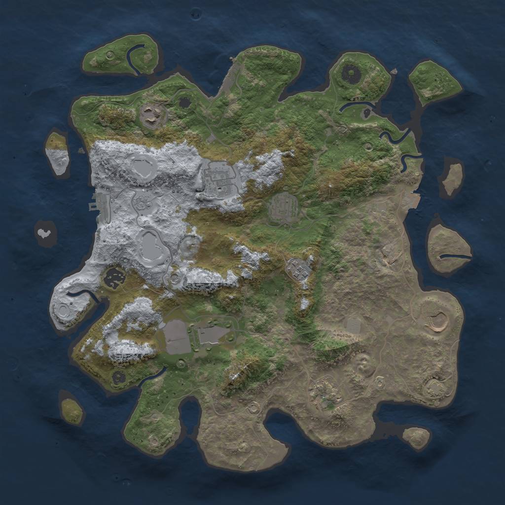 Rust Map: Procedural Map, Size: 3800, Seed: 866508556, 16 Monuments