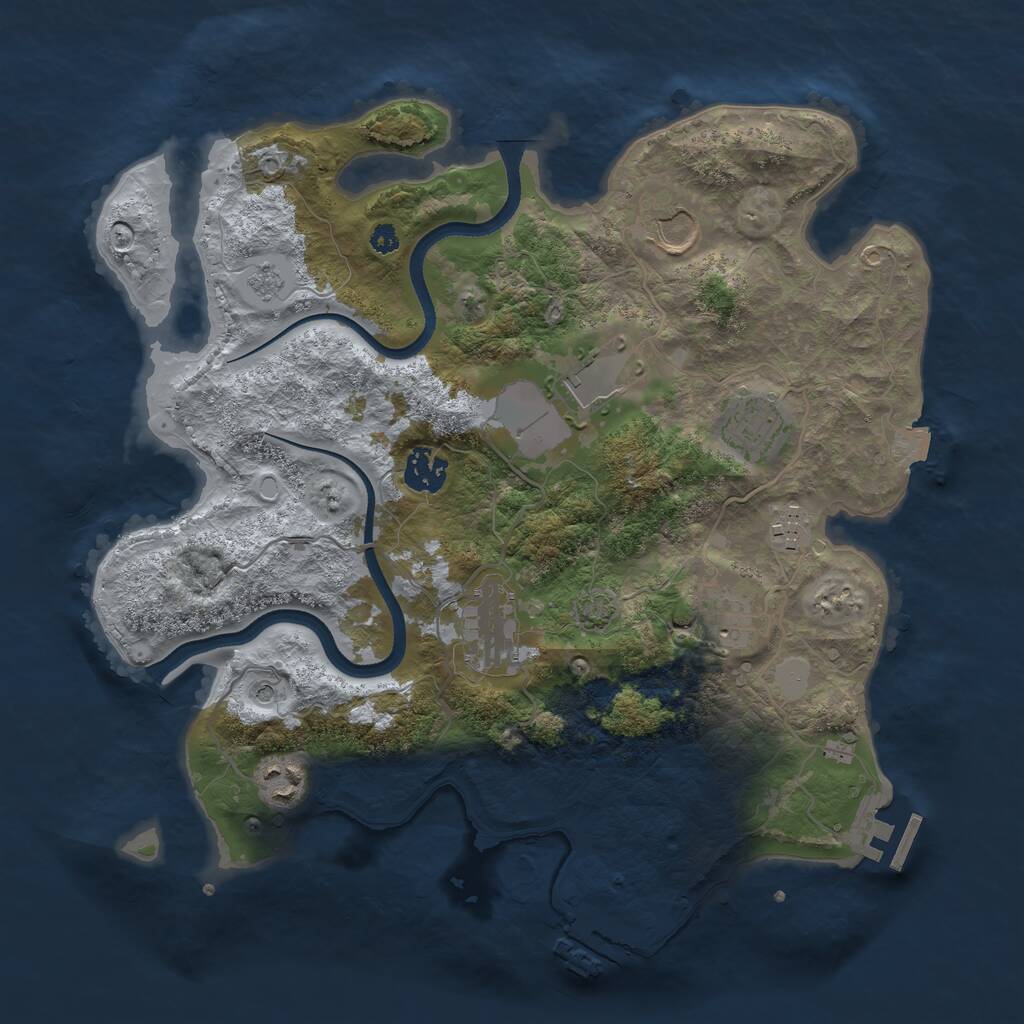 Rust Map: Procedural Map, Size: 3500, Seed: 972685179, 14 Monuments