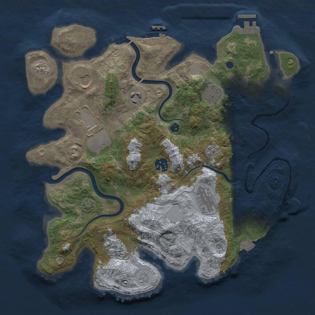 Rust Map: Procedural Map, Size: 3500, Seed: 1661672159, 14 Monuments