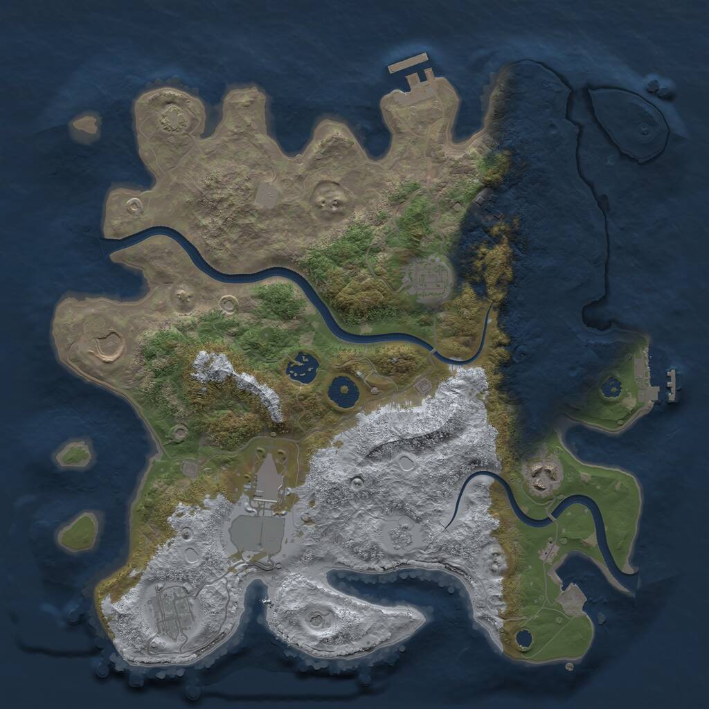 Rust Map: Procedural Map, Size: 3500, Seed: 34179429, 13 Monuments