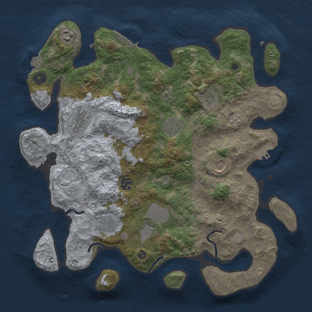 Rust Map: Procedural Map, Size: 3700, Seed: 4108417, 17 Monuments