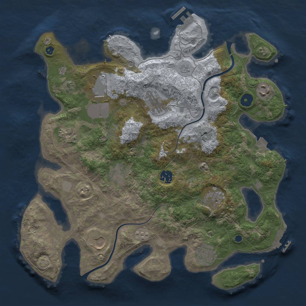 Rust Map: Procedural Map, Size: 3650, Seed: 85537163, 16 Monuments