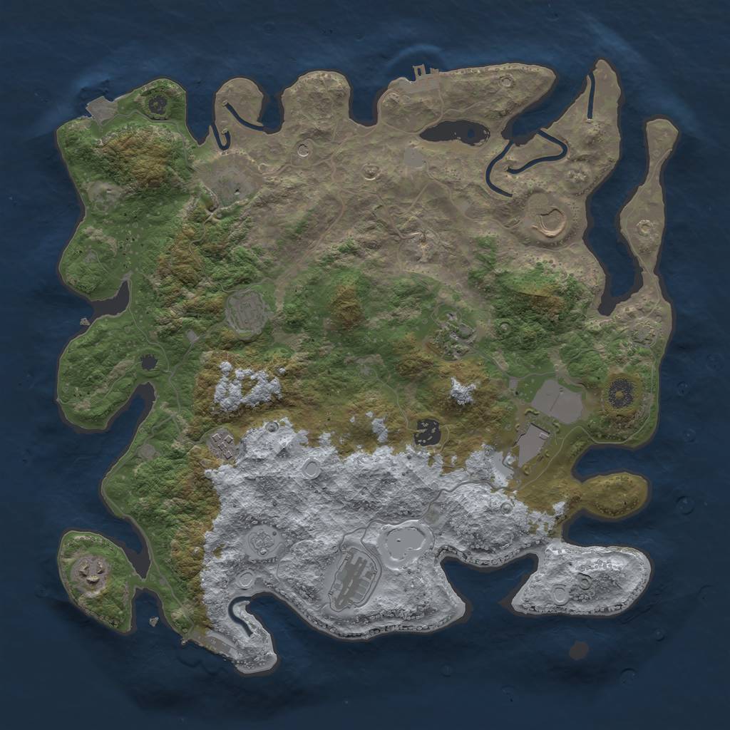 Rust Map: Procedural Map, Size: 3900, Seed: 70354855, 17 Monuments