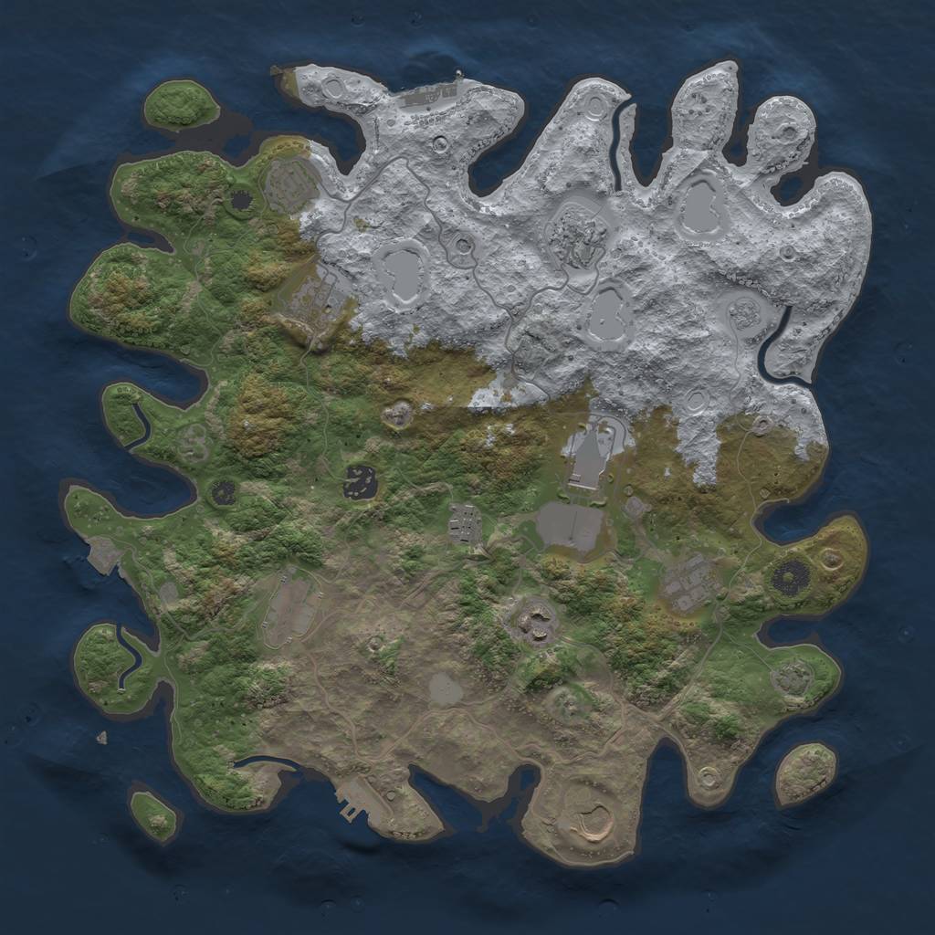 Rust Map: Procedural Map, Size: 3850, Seed: 68087703, 18 Monuments