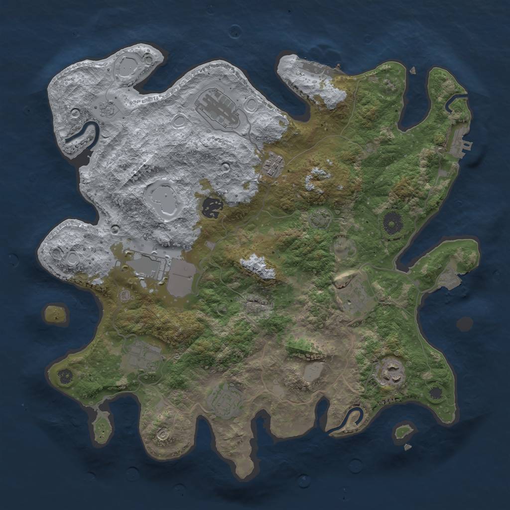 Rust Map: Procedural Map, Size: 3600, Seed: 748564484, 15 Monuments