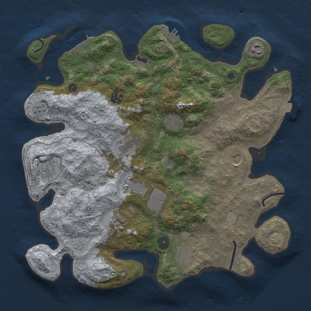 Rust Map: Procedural Map, Size: 3750, Seed: 52654031, 18 Monuments