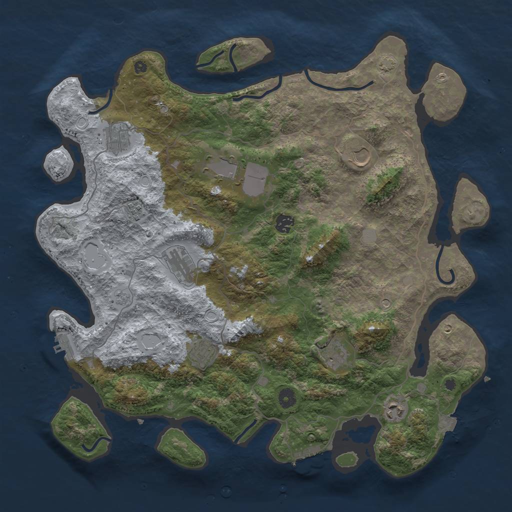 Rust Map: Procedural Map, Size: 4100, Seed: 74337886, 17 Monuments