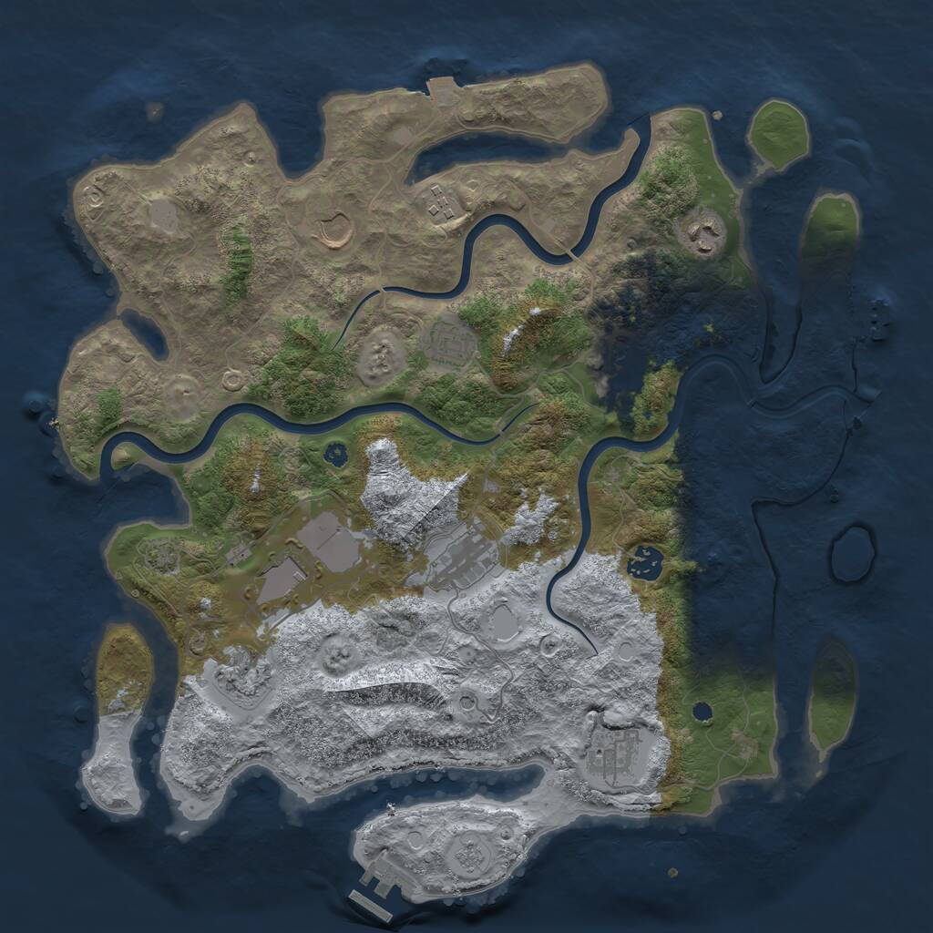 Rust Map: Procedural Map, Size: 3950, Seed: 88421946, 16 Monuments