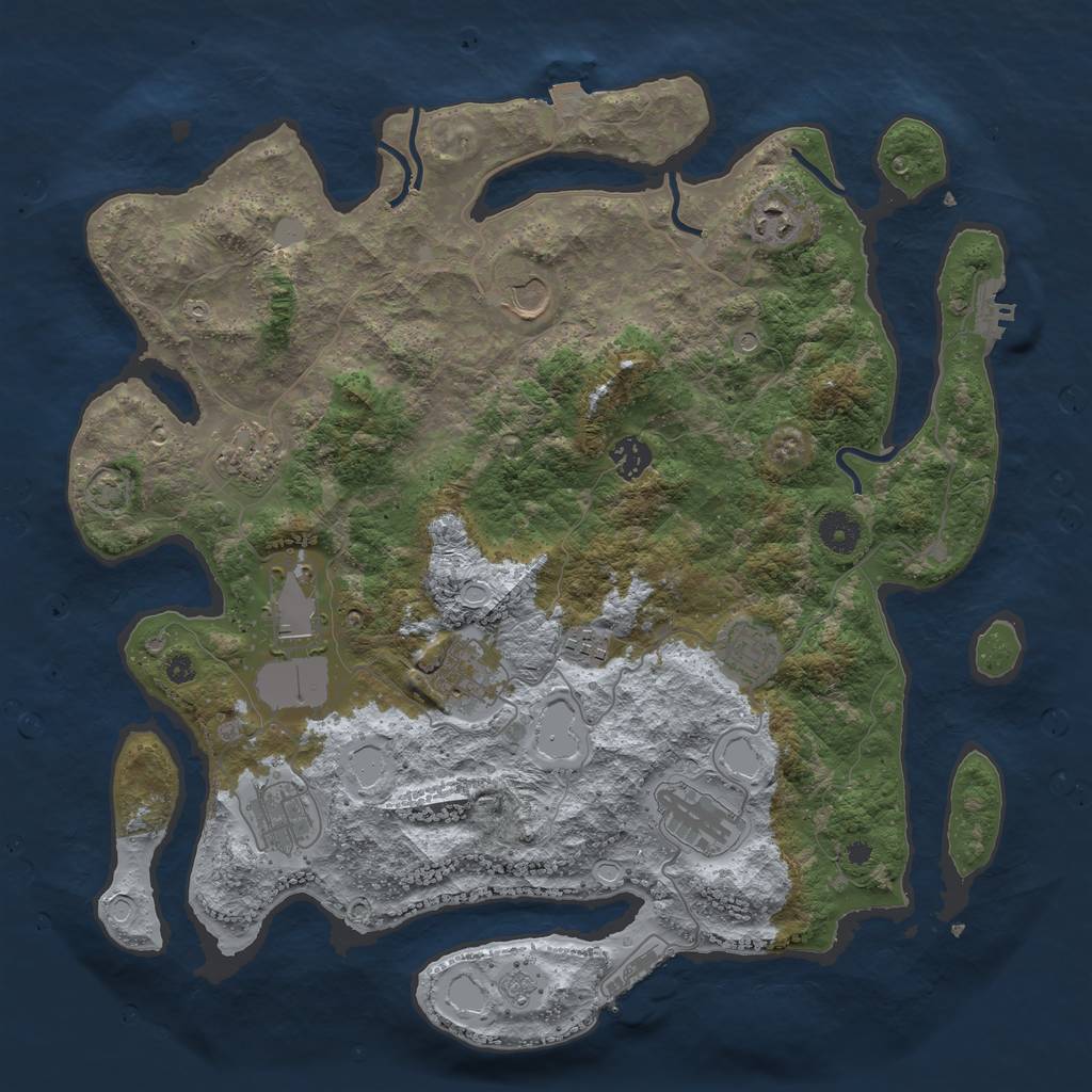 Rust Map: Procedural Map, Size: 3950, Seed: 88421946, 18 Monuments