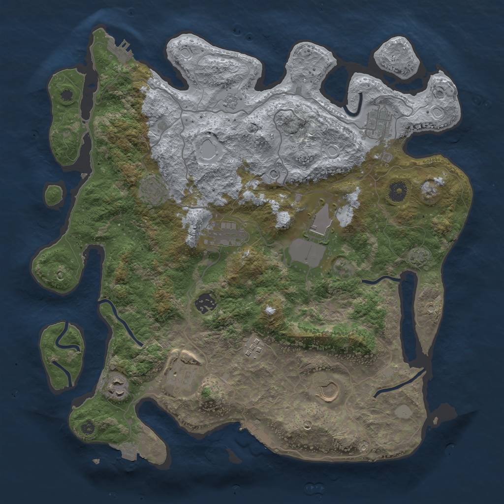 Rust Map: Procedural Map, Size: 3850, Seed: 67162501, 17 Monuments