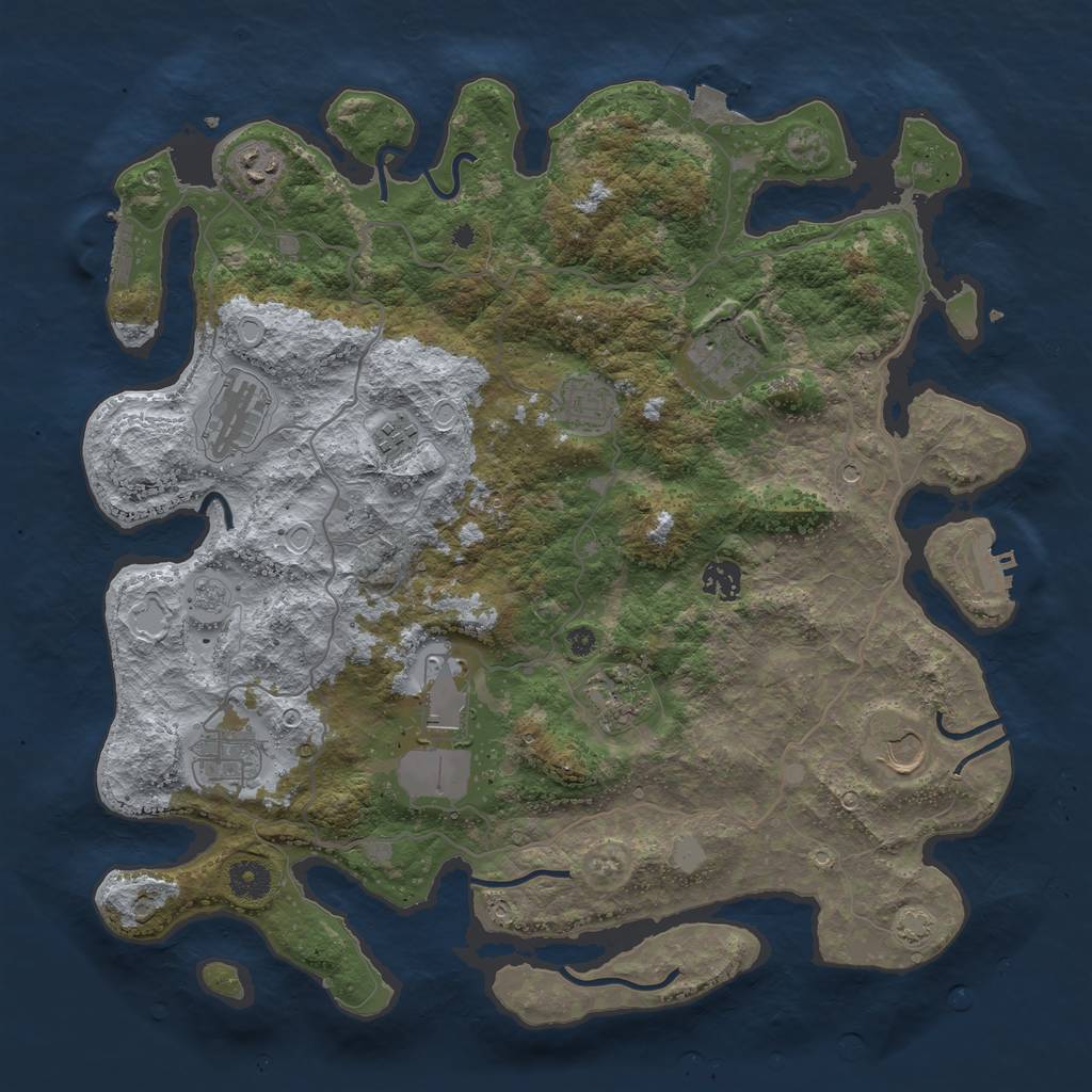Rust Map: Procedural Map, Size: 4000, Seed: 369748162, 18 Monuments