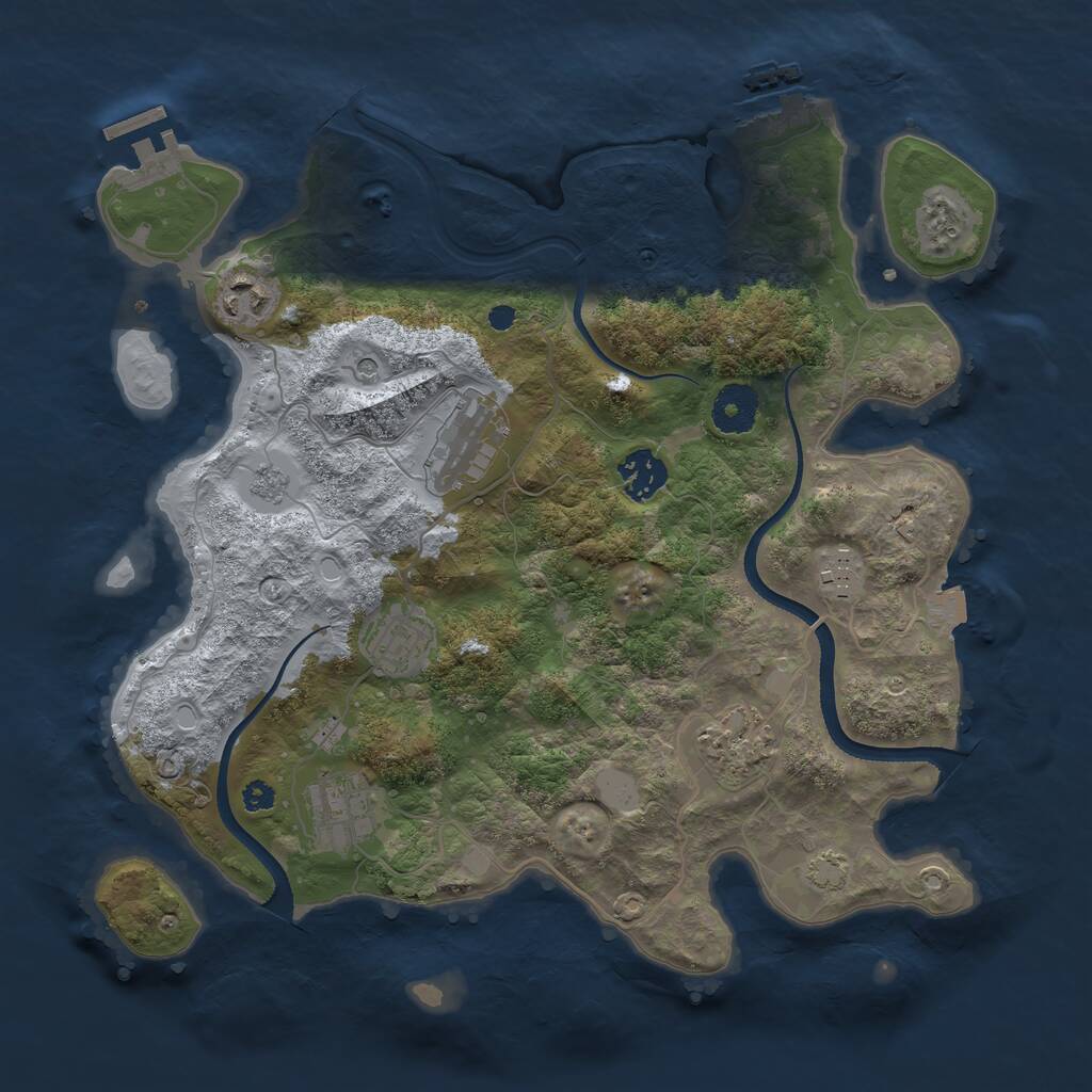 Rust Map: Procedural Map, Size: 3400, Seed: 48289768, 13 Monuments
