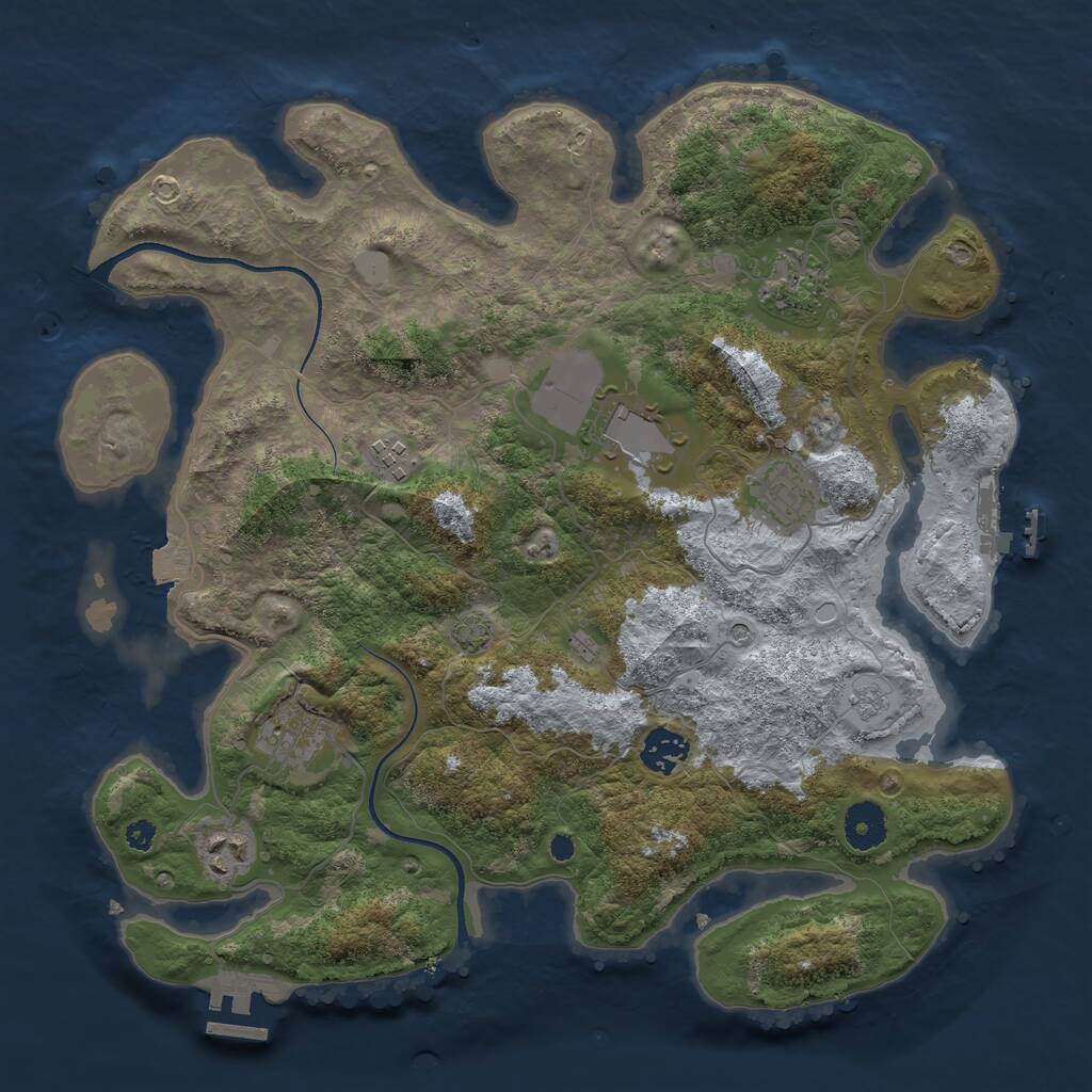 Rust Map: Procedural Map, Size: 3600, Seed: 59955450, 13 Monuments