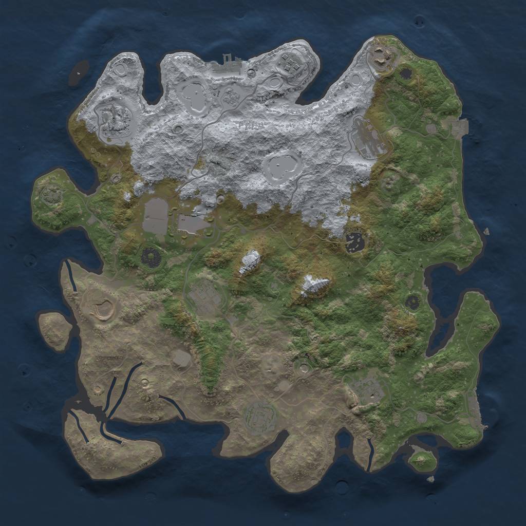 Rust Map: Procedural Map, Size: 3850, Seed: 67569207, 18 Monuments