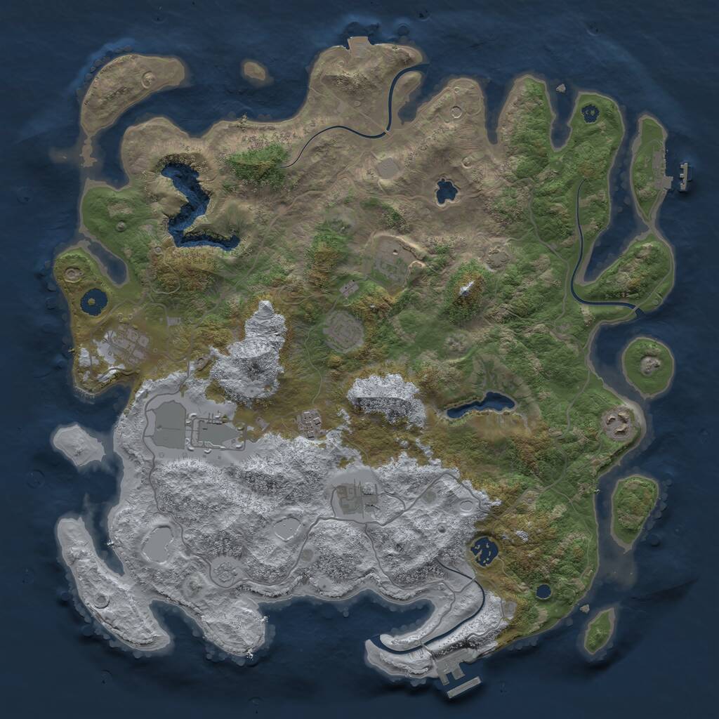 Rust Map: Procedural Map, Size: 4100, Seed: 33814811, 14 Monuments