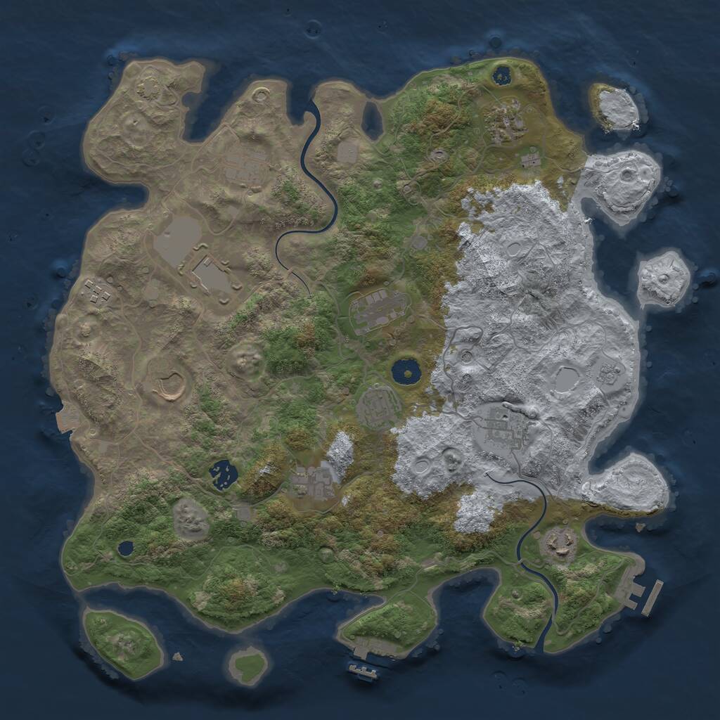Rust Map: Procedural Map, Size: 3850, Seed: 4724454, 17 Monuments