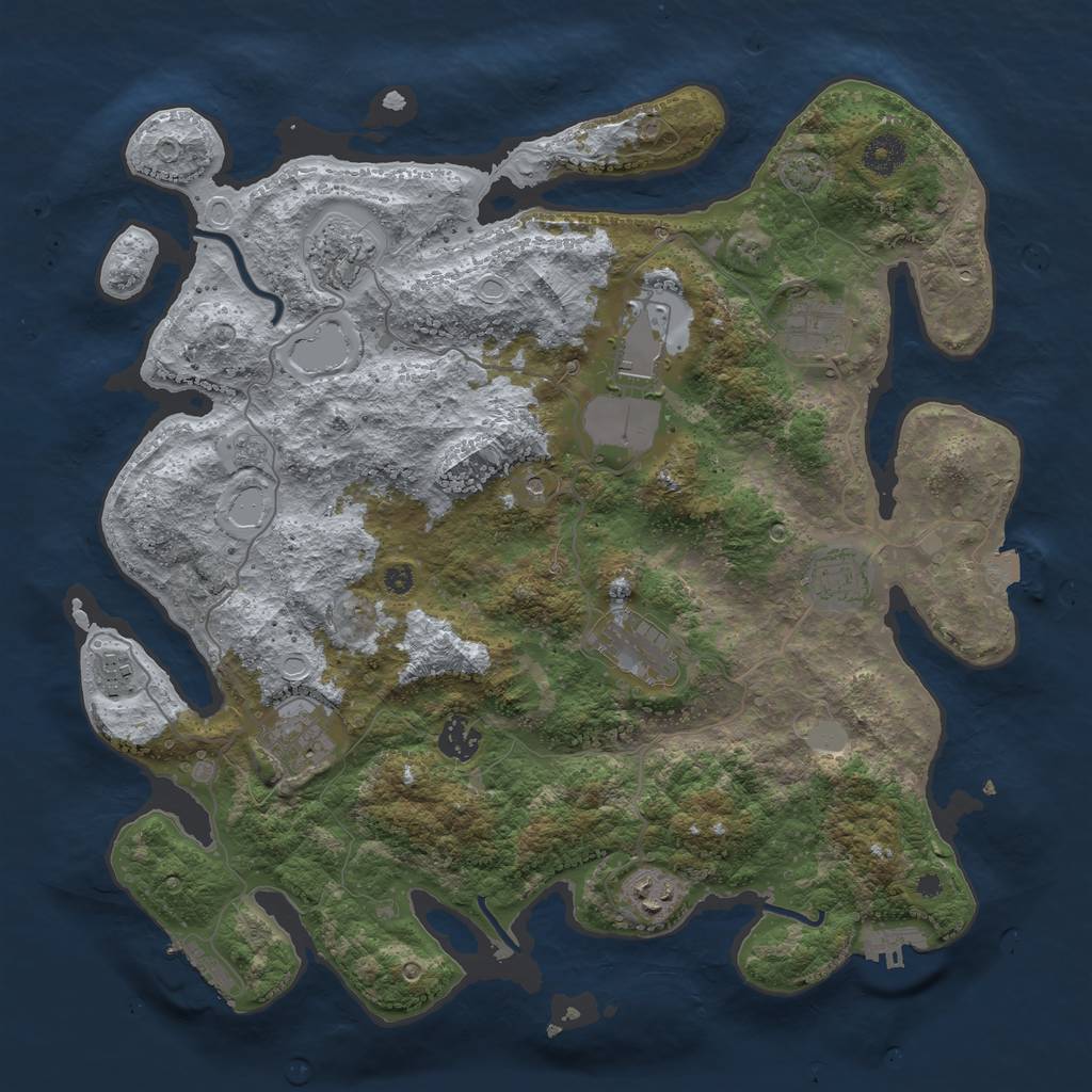 Rust Map: Procedural Map, Size: 3850, Seed: 32979358, 17 Monuments