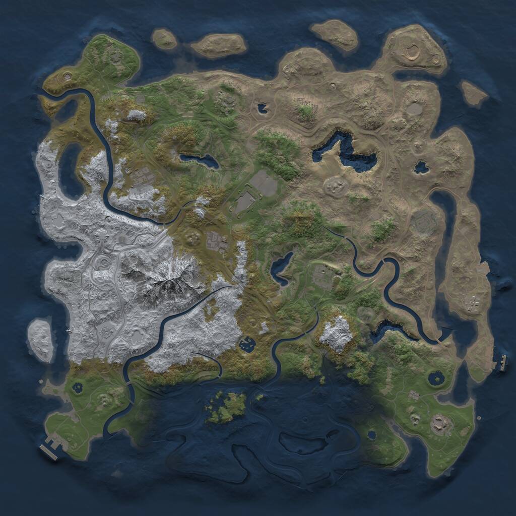 Rust Map: Procedural Map, Size: 5000, Seed: 398915226, 16 Monuments