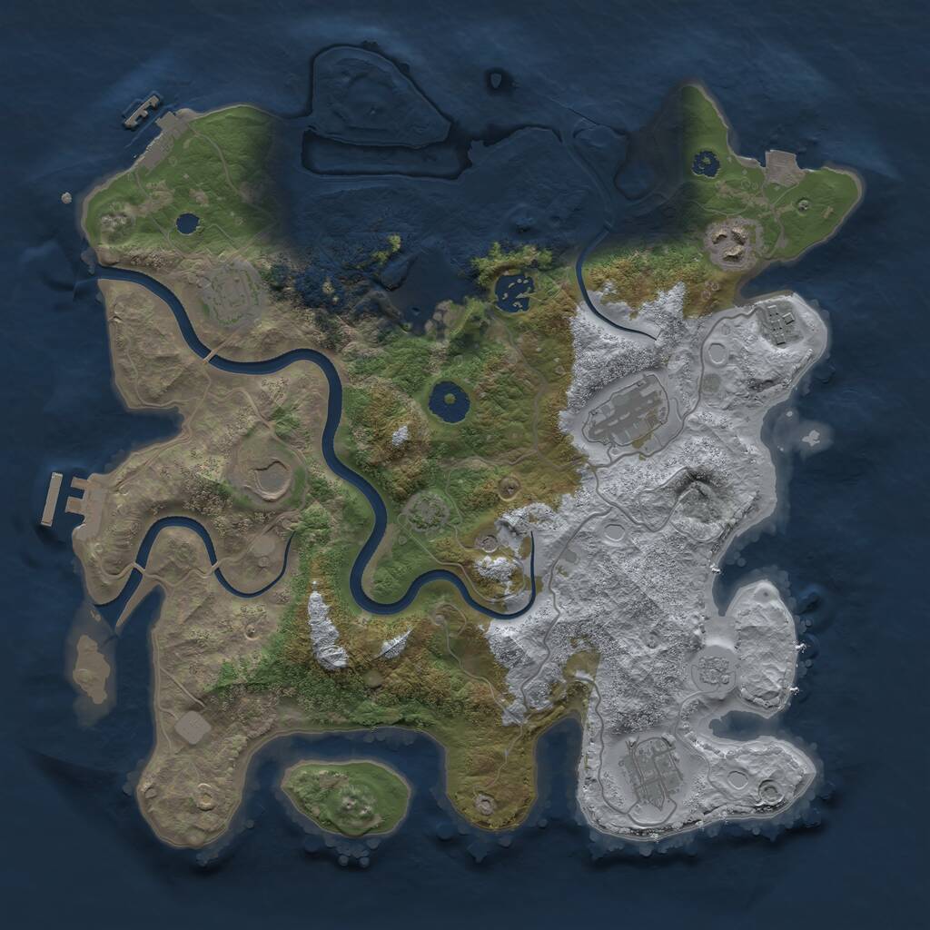 Rust Map: Procedural Map, Size: 3500, Seed: 1075789551, 14 Monuments