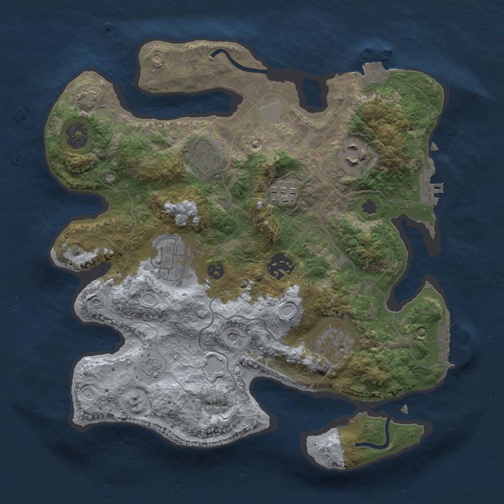 Rust Map: Procedural Map, Size: 3000, Seed: 2499, 14 Monuments