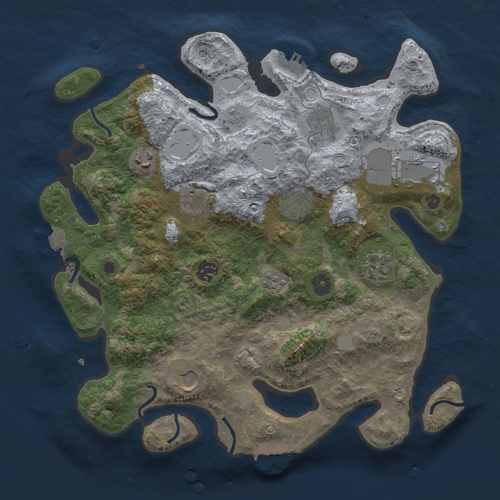 Rust Map: Procedural Map, Size: 3600, Seed: 11710, 17 Monuments