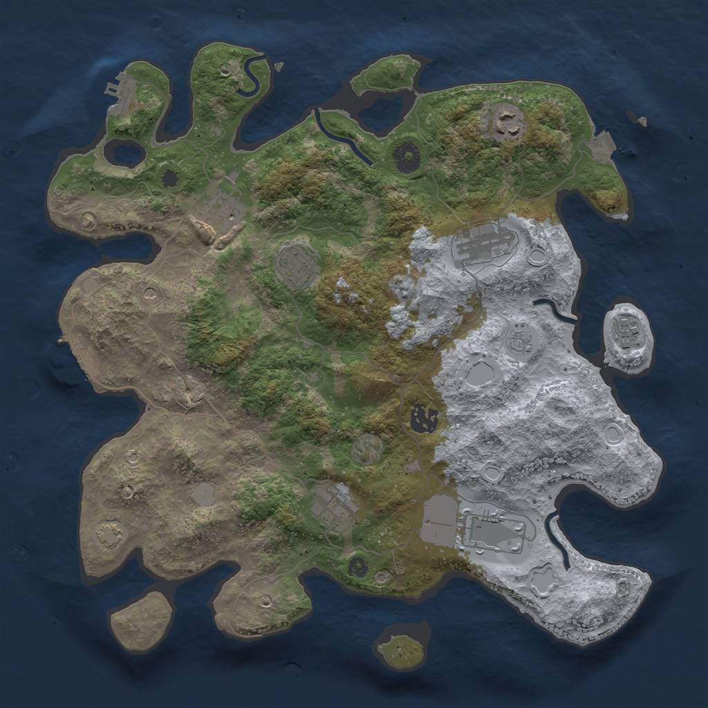 Rust Map: Procedural Map, Size: 3600, Seed: 21710, 16 Monuments