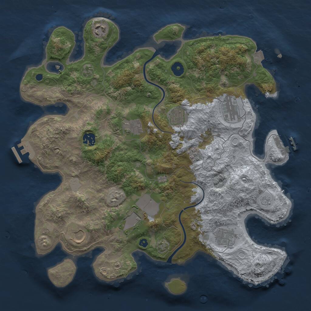 Rust Map: Procedural Map, Size: 3600, Seed: 21710, 14 Monuments