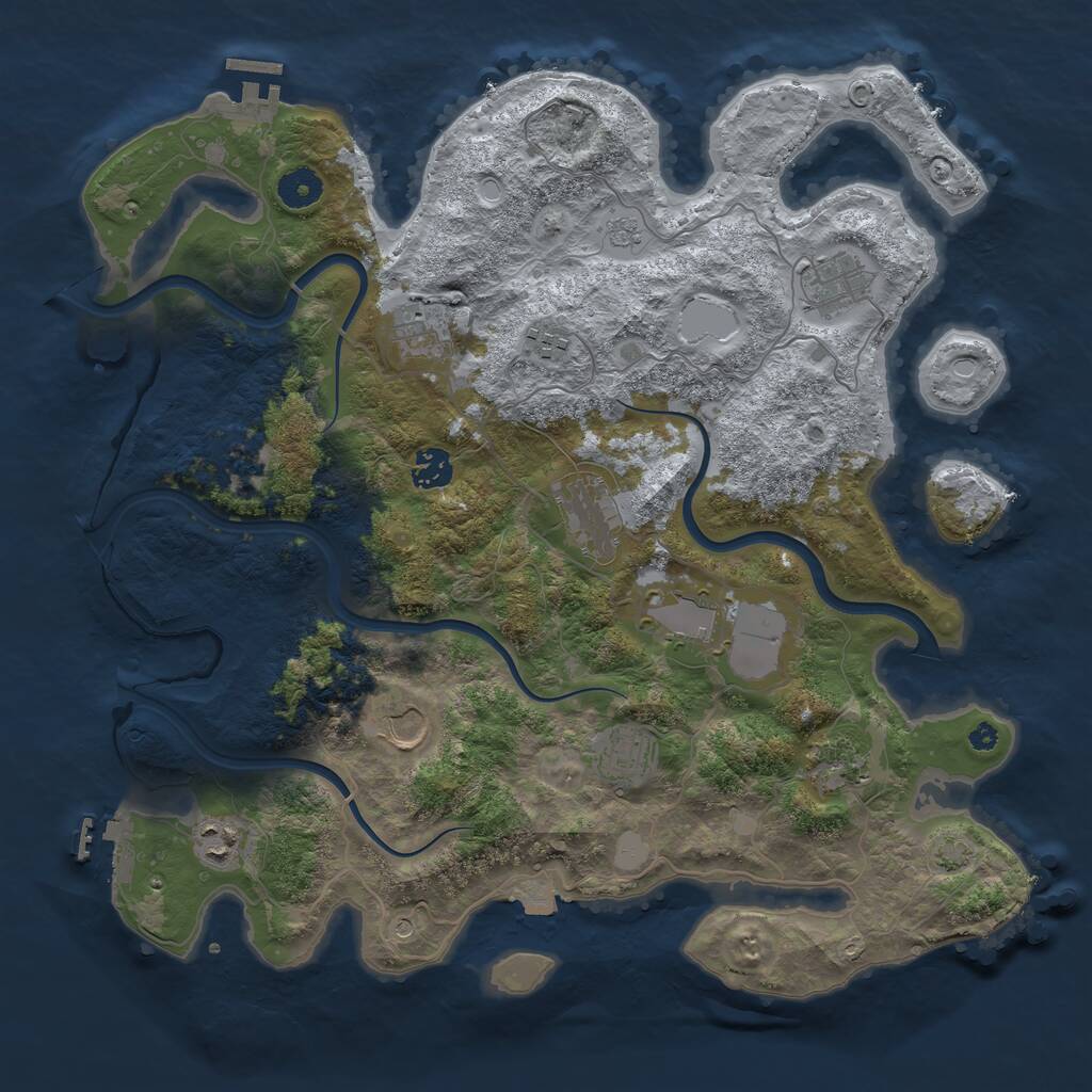 Rust Map: Procedural Map, Size: 3900, Seed: 63910333, 16 Monuments