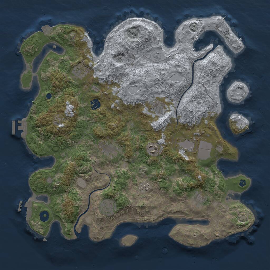 Rust Map: Procedural Map, Size: 3900, Seed: 63910333, 15 Monuments
