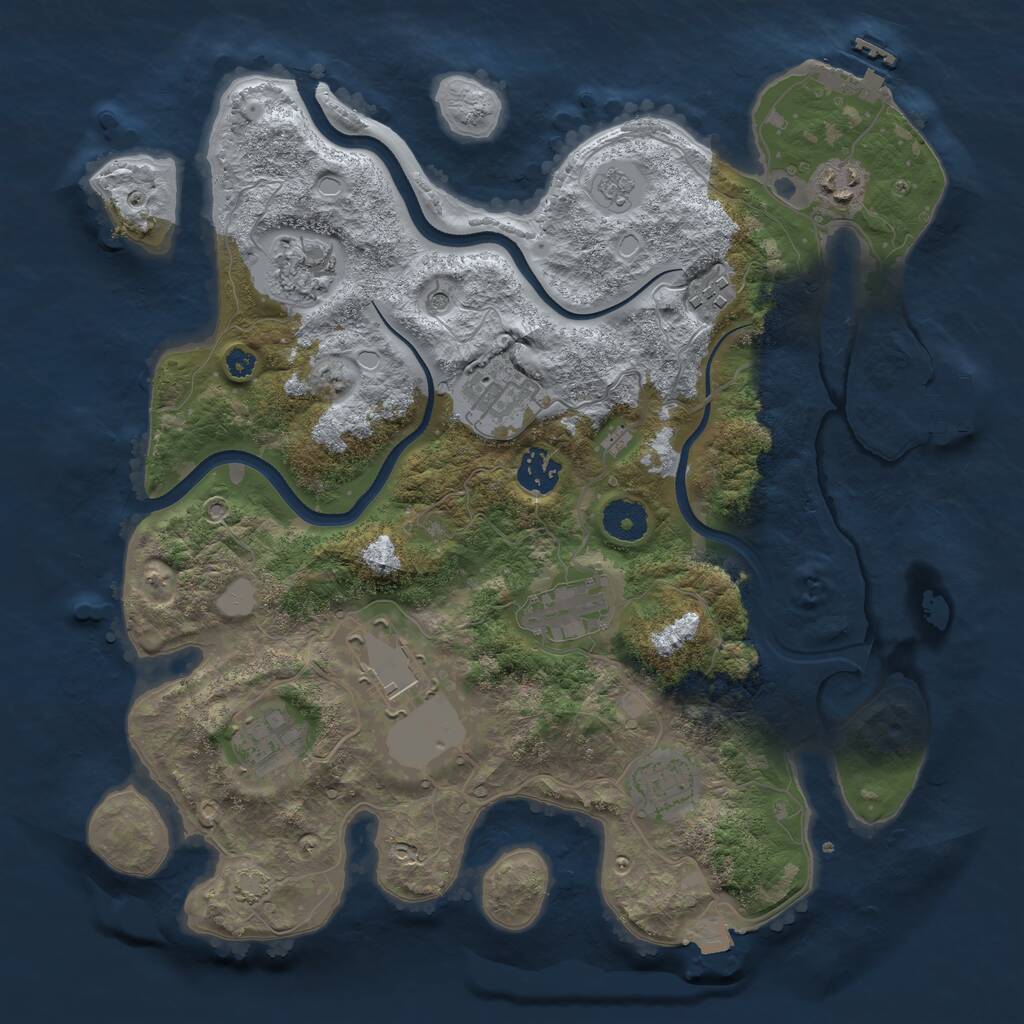 Rust Map: Procedural Map, Size: 3550, Seed: 80777264, 15 Monuments