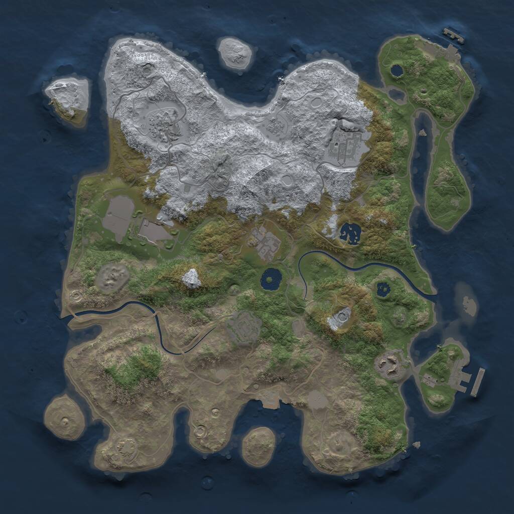 Rust Map: Procedural Map, Size: 3550, Seed: 80777264, 13 Monuments