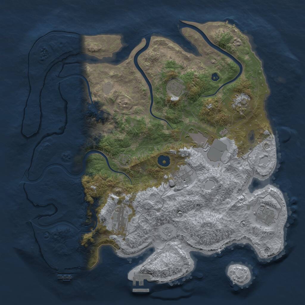 Rust Map: Procedural Map, Size: 3750, Seed: 75297637, 11 Monuments