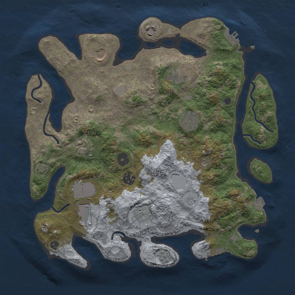 Rust Map: Procedural Map, Size: 3550, Seed: 40789849, 17 Monuments