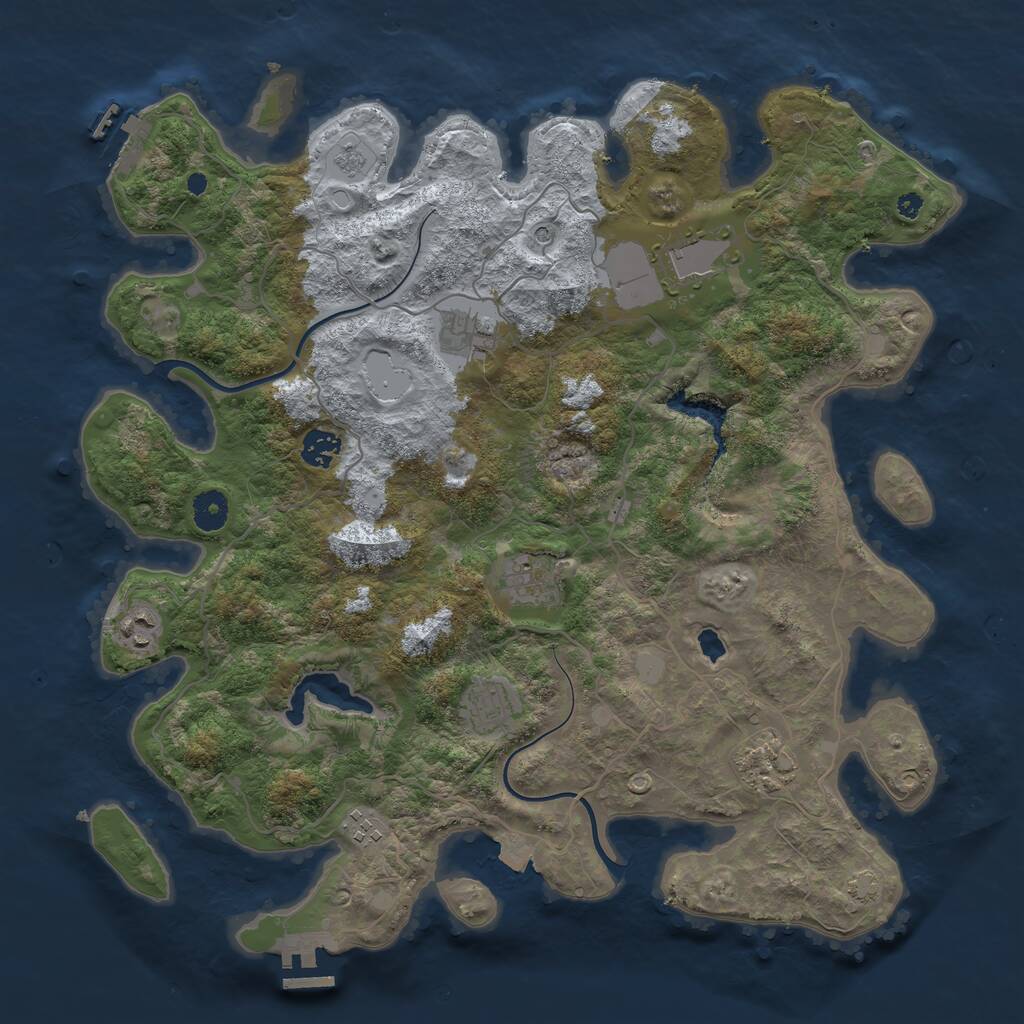 Rust Map: Procedural Map, Size: 4000, Seed: 10663637, 14 Monuments