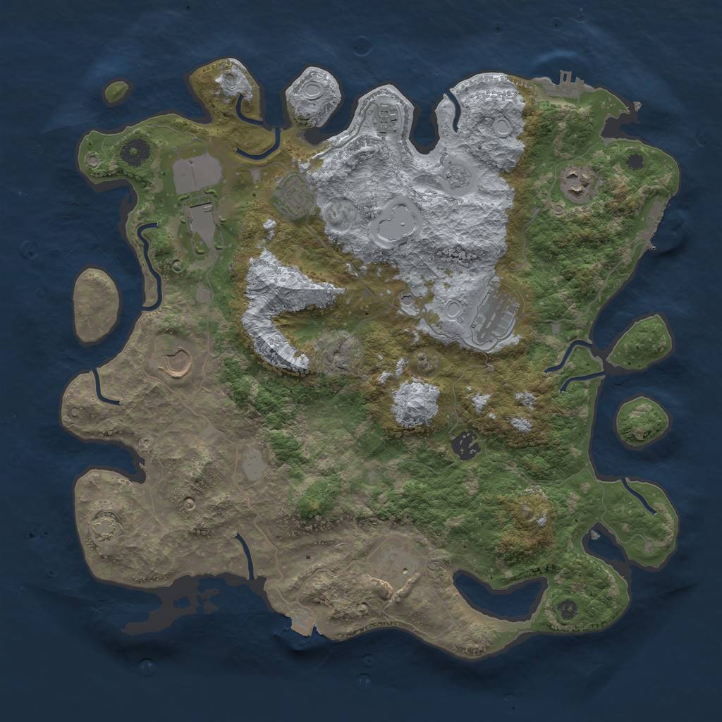 Rust Map: Procedural Map, Size: 3850, Seed: 24748833, 16 Monuments