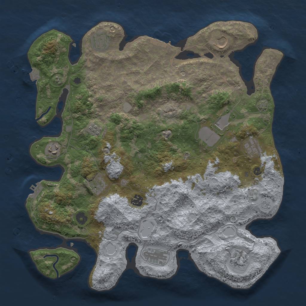 Rust Map: Procedural Map, Size: 3900, Seed: 76194500, 18 Monuments