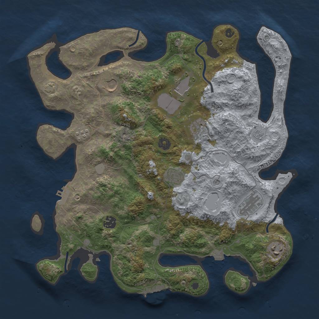 Rust Map: Procedural Map, Size: 3750, Seed: 70201144, 16 Monuments