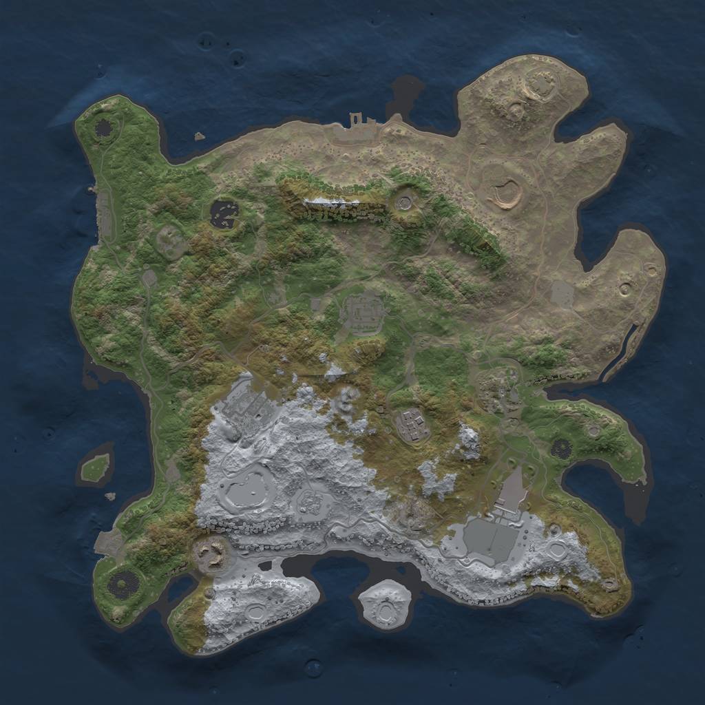 Rust Map: Procedural Map, Size: 3600, Seed: 38049298, 16 Monuments