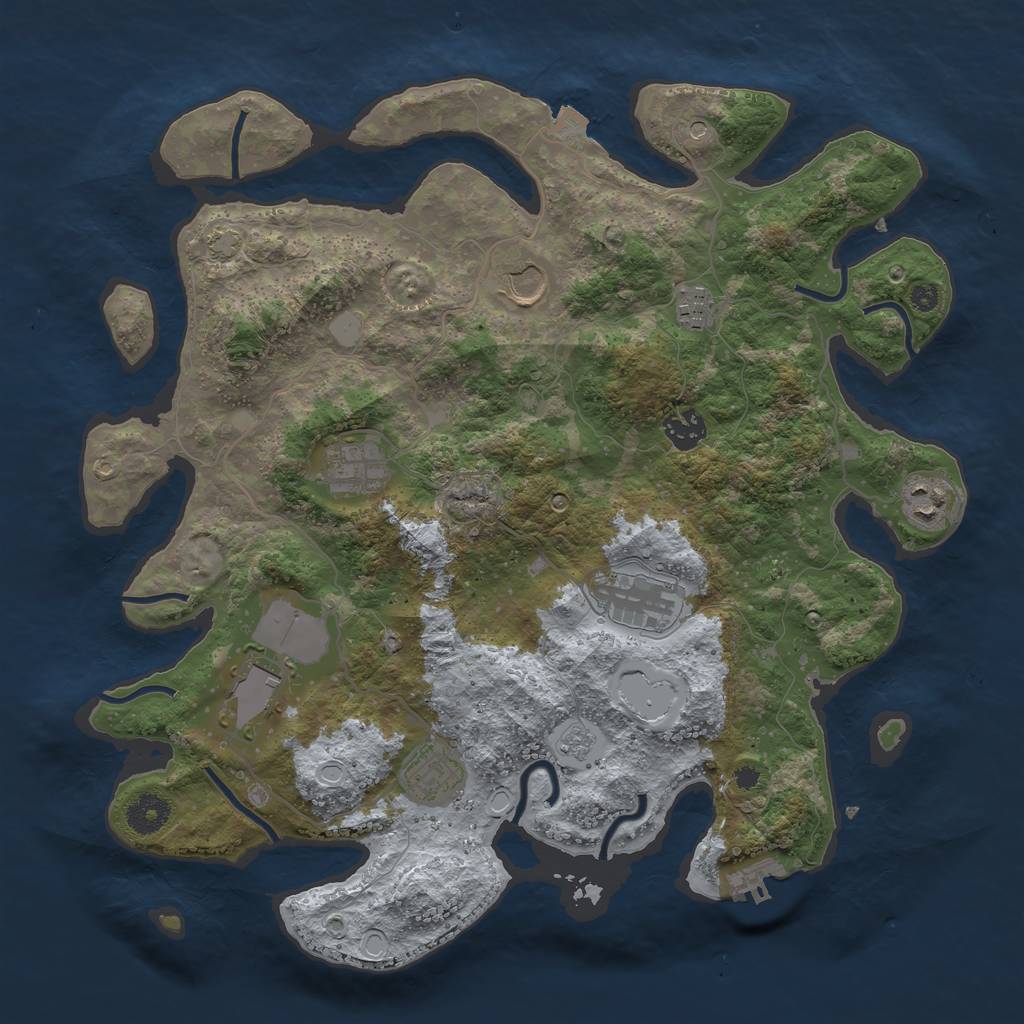 Rust Map: Procedural Map, Size: 3750, Seed: 36023949, 15 Monuments