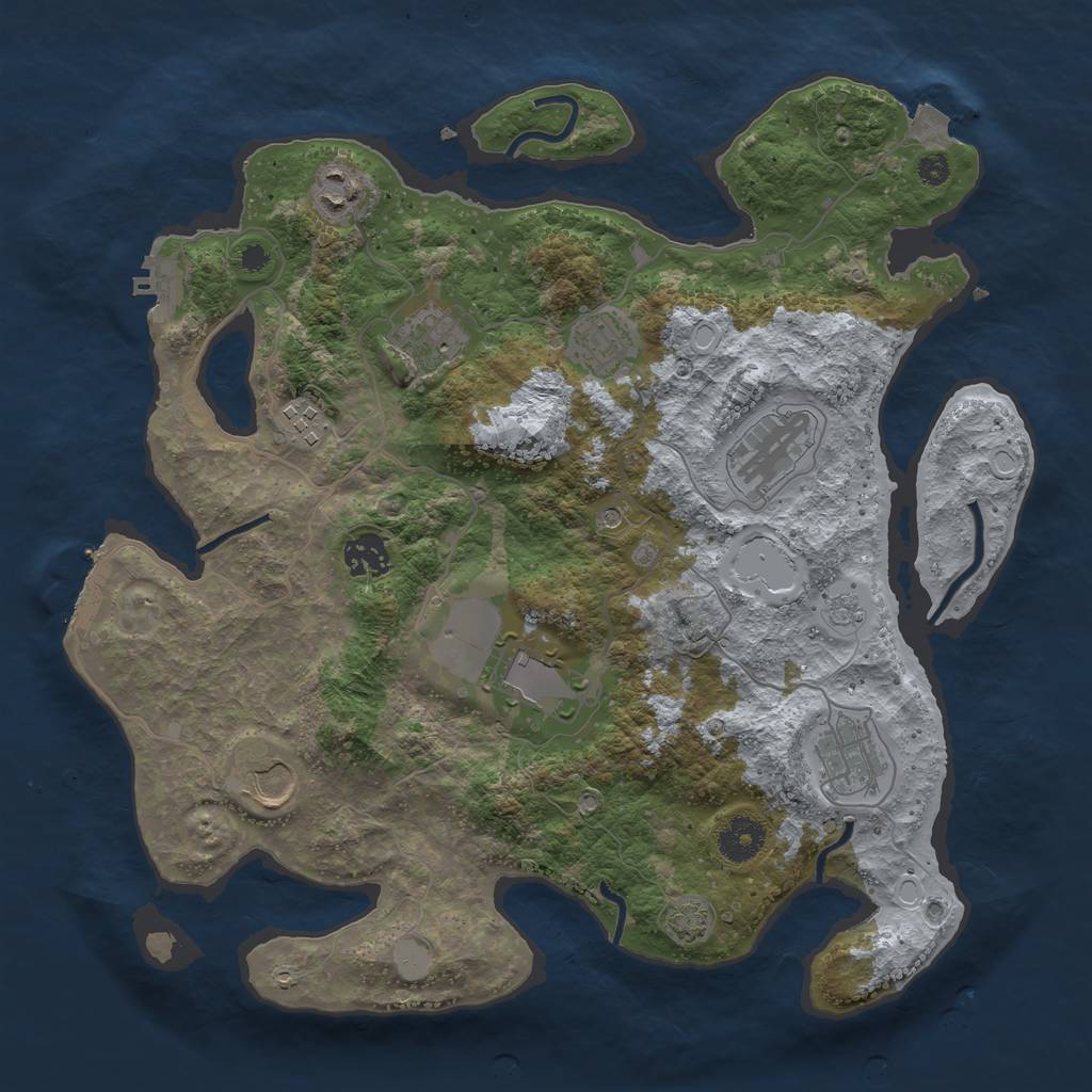 Rust Map: Procedural Map, Size: 3600, Seed: 64796462, 17 Monuments