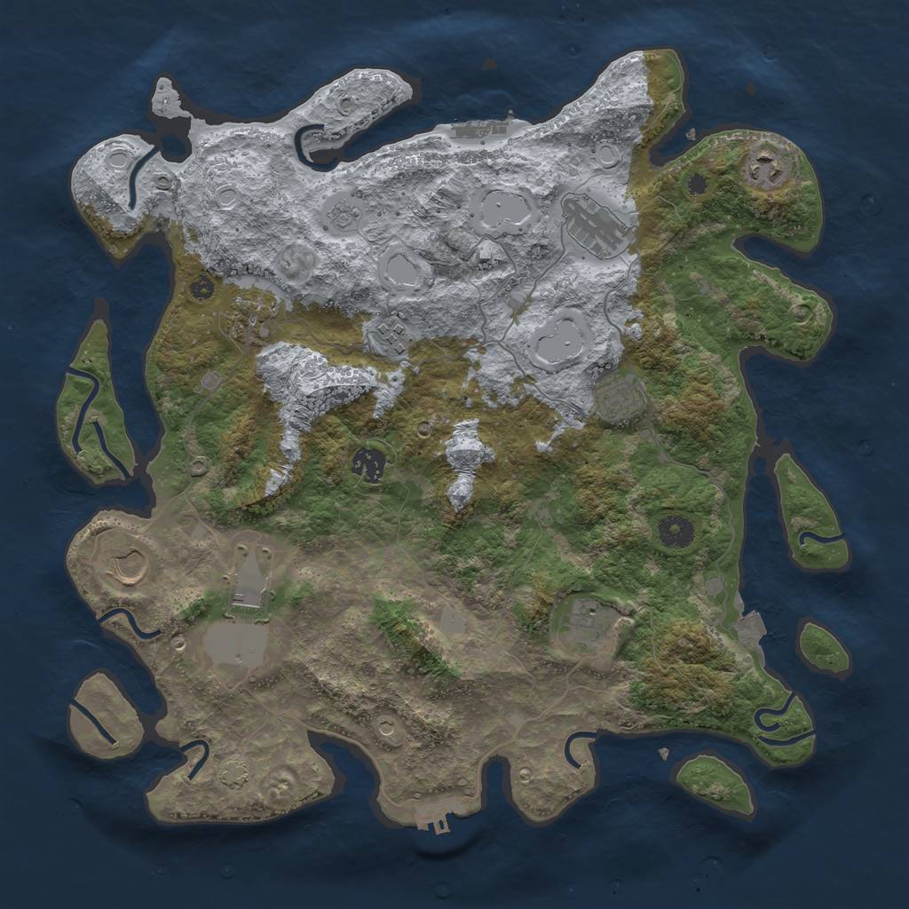 Rust Map: Procedural Map, Size: 3900, Seed: 34234677, 17 Monuments