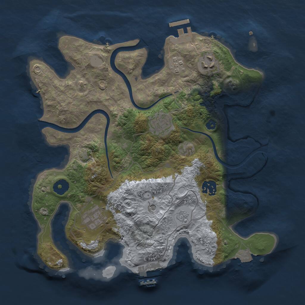 Rust Map: Procedural Map, Size: 3000, Seed: 7256038, 11 Monuments