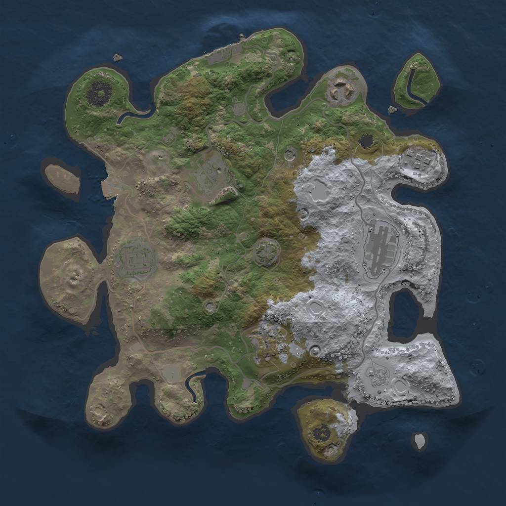 Rust Map: Procedural Map, Size: 3000, Seed: 3039587, 13 Monuments